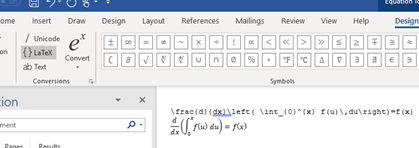 Latex equation entered into Microsoft Word