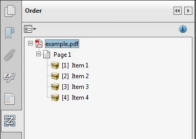 Order Panel. It shows the reading order of an example file, going from Item 1 to Item 2 to Item 3 to Item 4