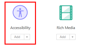 Highlight around Accessibility icon option with drop down menu