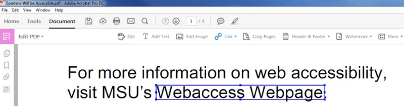 Top home toolbar under Document tab. Highlighted text from doc displaying Webaccess Web page