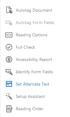 Set Alternate Text option from Accessibility tools bar