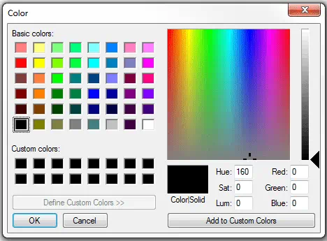 Color window with custom color options